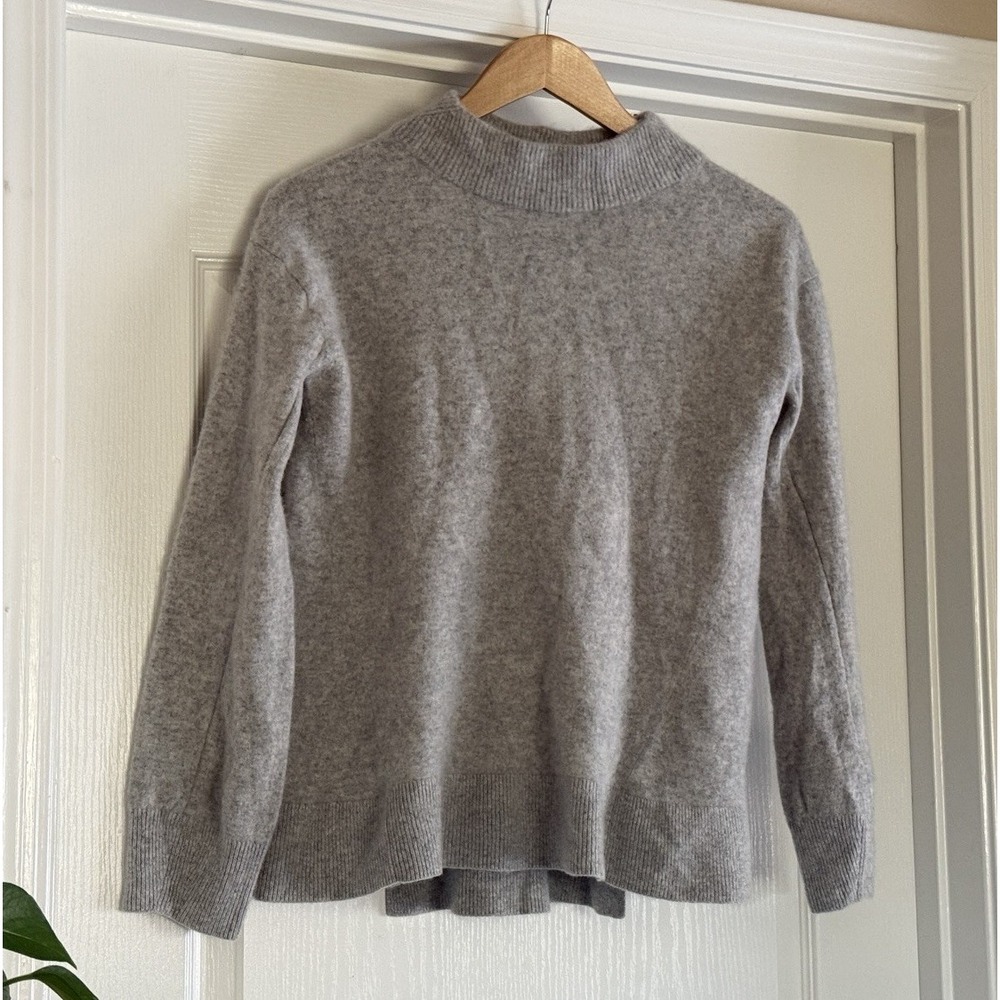 Rag & Bone 100% Cashmere Mock Neck Sweater Gray High Low Back Vents Sz S